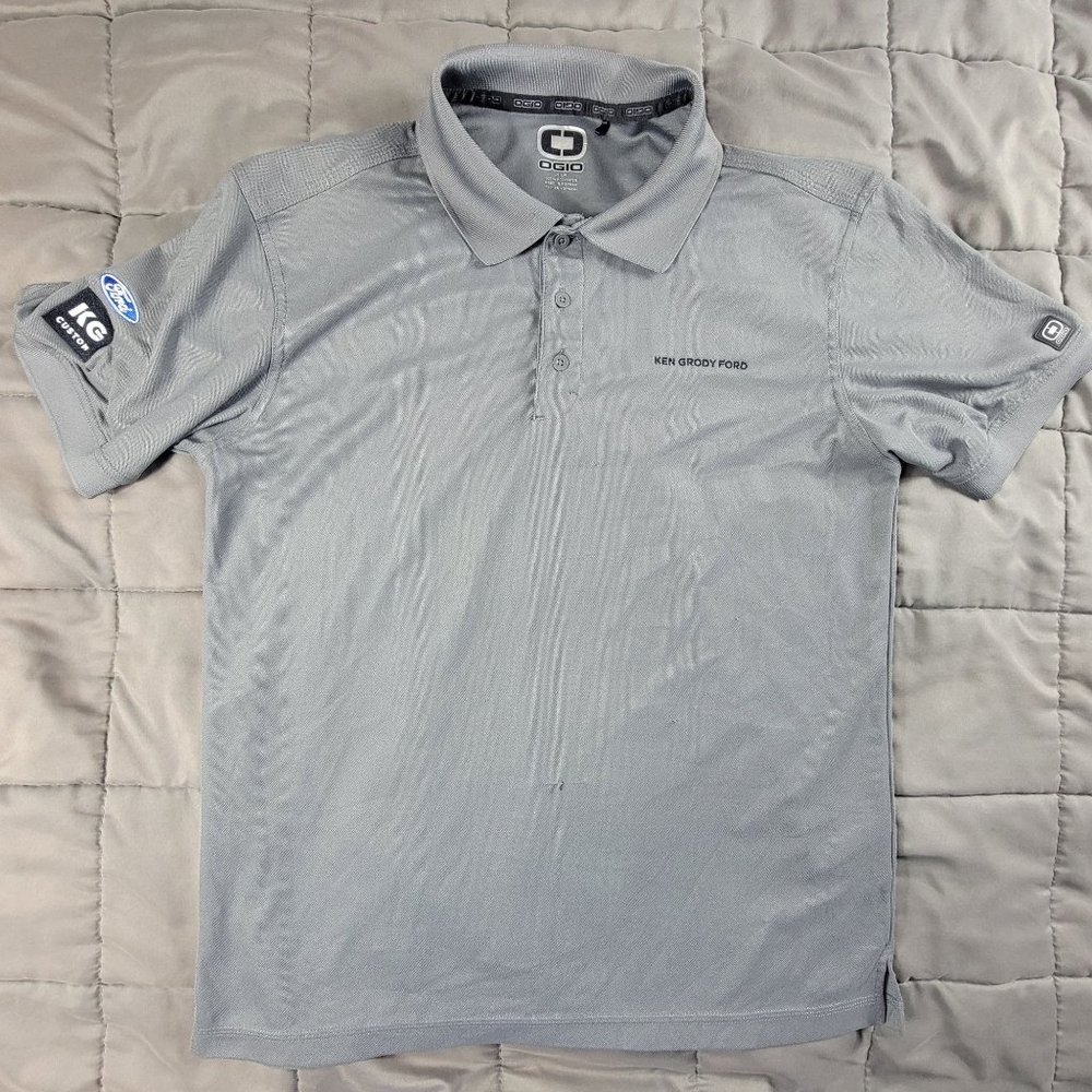 Ogio Ken Grody Ford Mens Medium Gray Polo Shirt Short Sleeve Casual Outdoors